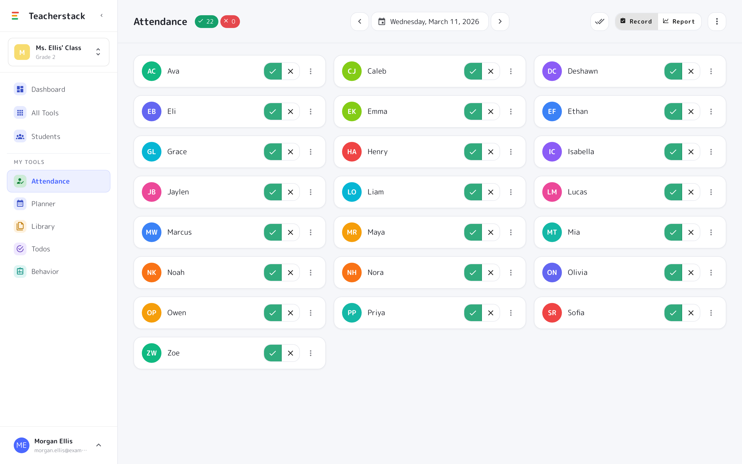 Attendance screenshot