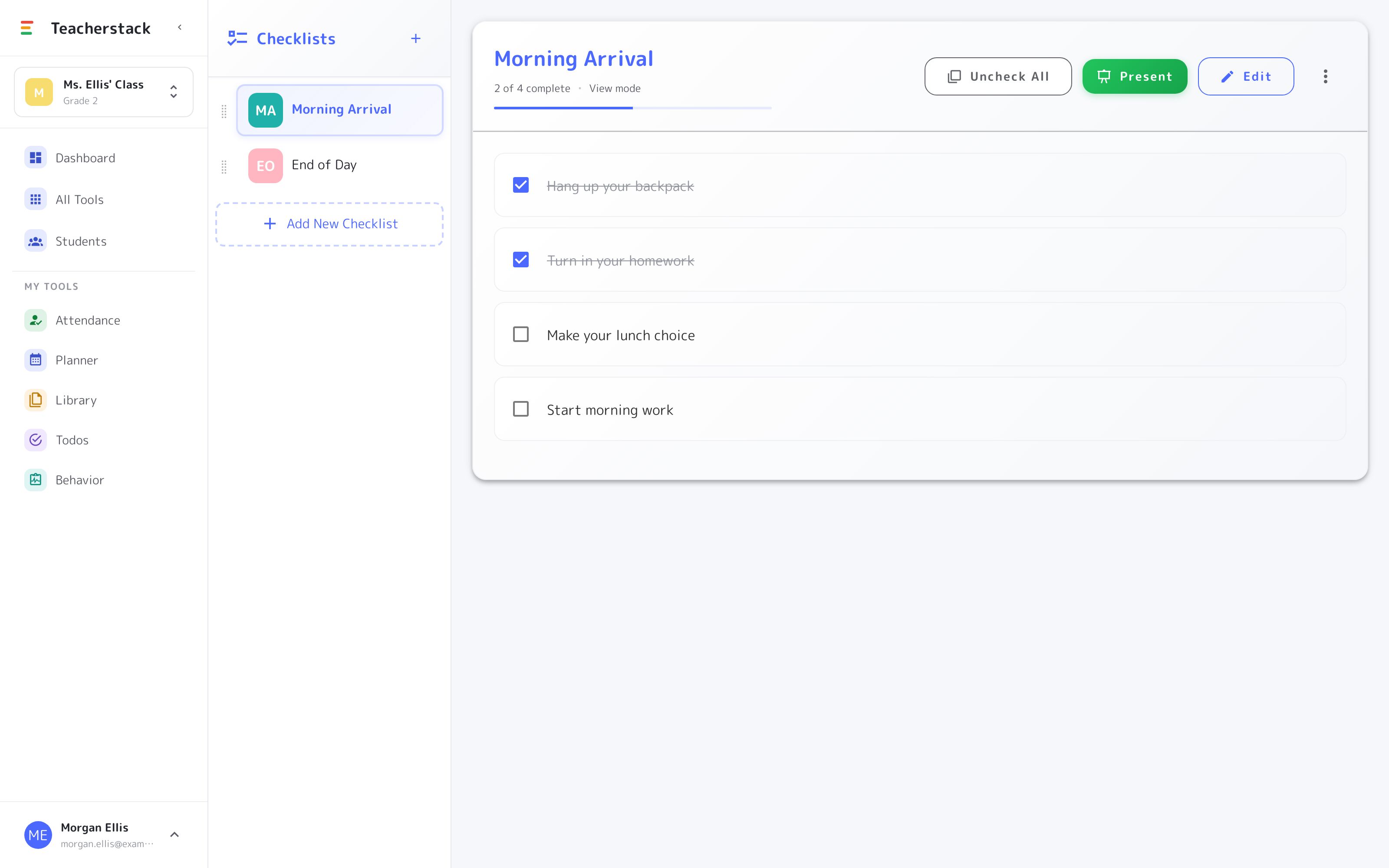 Checklists screenshot
